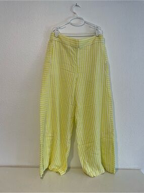 Stella Parker Striped Yellow and White Wide Leg Pants